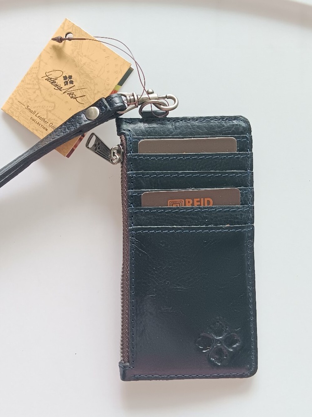 Patricia Nash Leather Woven Floral Tapestry Wristlet Card Wallet Almeria Black - Picture 2 of 12